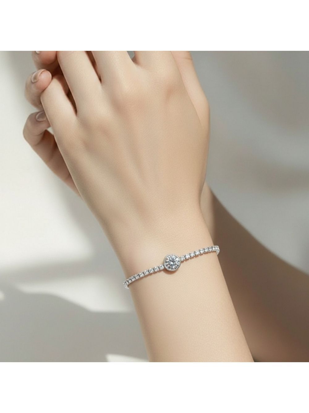2mm CZ tennis bracelet Sterling Silver 14k white gold overlay 🆕